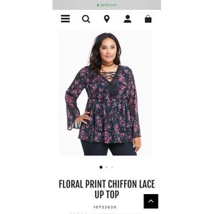 Floral Print Chiffon Lace Up Top